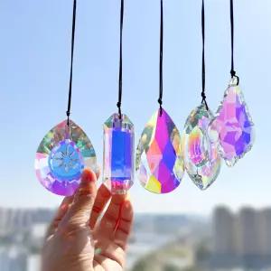 윈도우 가든 파티오용 5Pcs 3인치 크리스탈 선캐처 프리즘 유리 레인보우 메이커 이상형 AB 컬러 걸이형
