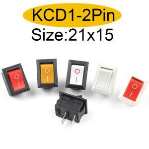 5/10Pcs 2Pin 21X15mm 로커 스위치 2 6A/250VAC 전원 ON-OFF 빨간색 파란색 녹색 노란색 검정색 흰색