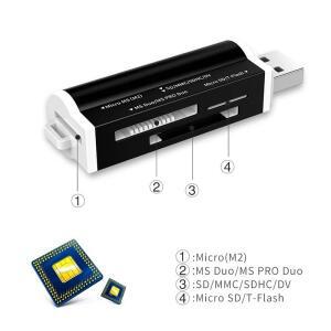 노트북용 마이크로 SD 카드 리더 플래시 USB 메모리 스틱 프로 듀오 T-Flash M2 MS 어댑터 4 in 1