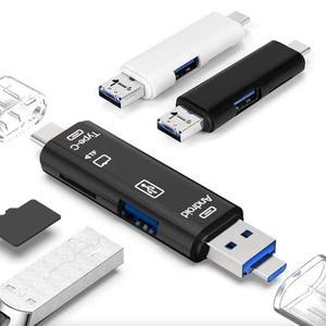 5In 1 다기능 USB 3.0  C 마이크로 SD TF 메모리 카드 리더기 안드로이드 아이폰 호환 컴퓨터 독 OTG 어댑