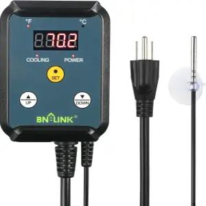 BN-LINK 디지털 냉각 온도 조절기 컨트롤러 다락 팬 배기 장치 40-108°F 8.3A 1000W용 조절 콘센트