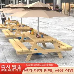 테이블벤치 편의점테이블 야외테이블세트 일체형 의자