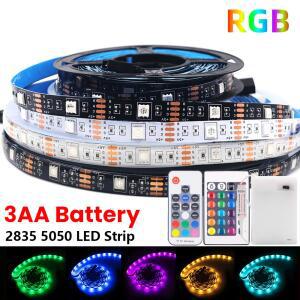 DC 5V 5050 RGB 스트립 LED 라이트 배터리 전원 방수 리본 테이프 안정적인 실내외 장식 리모컨 포함