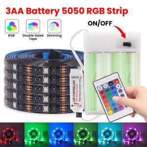 5V 5050 2835 RGB LED 스트립 빛 배터리 전원 원격 제어 30 60 Led 유연한 테이프 방수 홈 장식 0.5m 1m 2m