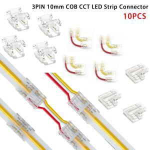 10개 3핀 CCT COB LED 스트립 커넥터  용접 L자형 코너 10mm 라이트 고정 클램프 미니 버클