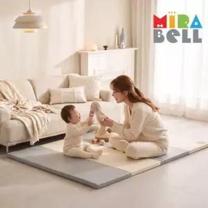 [미라벨] 카라 실리케어 아기유아 층간소음 놀이방 5단 노틈새 항균형 폴더매트 140X240 베이지그레이