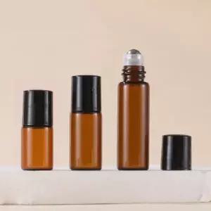 (용량 3ml)롤온 향수 공병 미니 아로마 오일 화장품 갈색 유리 소분 용기 휴대용 여행용 에센스 앰플 립글