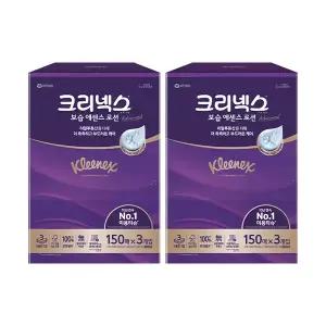 크리넥스 보습에센스 로션 천연펄프 미용티슈 3겹, 150매, 3입, 2개