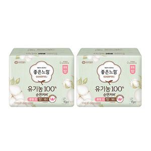 좋은느낌 유기농100%순면커버 날개형 울트라슬림, 중형, 18매, 2개