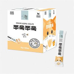 펫어스 쭈욱쭈욱 연어맛 100p 부들부들한 푸딩 제형 쉬운 보관 고양이 간식