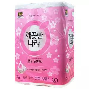 깨끗한나라 허브가든 벚꽃 프리미엄 3겹 화장지 27m 30롤 1팩 (30롤)