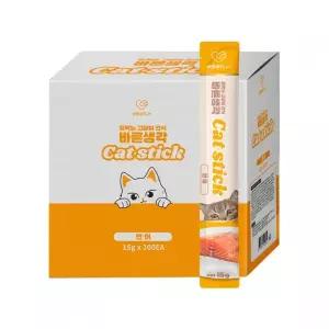 바른생각 캣 스틱 15gx100개 연어 짜먹는 고양이간식