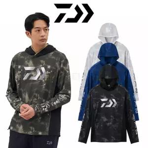 다이와 DAIWA 보트 게임 후디 셔츠 DE-3726 여름 낚시 후드 긴팔 메쉬 티셔츠