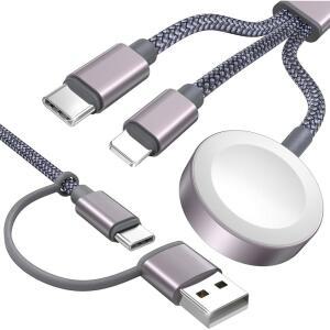 2026 여행 필수품 애플호환 Watch 충전기용 USB C 케이블 2개 아이폰호환 충전기 다중 충전 크루즈 휴가 캠핑 iWatch 시리즈 112 / Ultra SE 및 1712 Car 4FT용 휴대용
