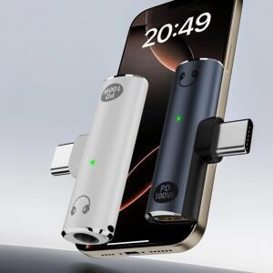 PD 100W USB C - 3.5mm 어댑터 Aux 오디오 잭 컨버터 2-in-1 포탈 이어폰 스플리터 충전