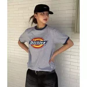 DICKIES 트리 로고 링거 티셔츠 Gray