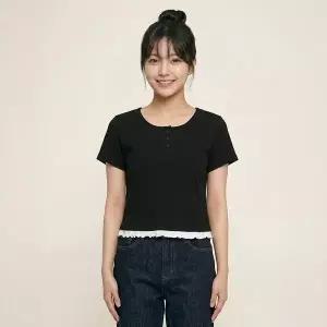 [보리보리/행텐 틴즈]행텐틴즈 여아 레이스 헨리넥 반팔 티셔츠_100(14570-131-433-31)