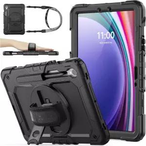 탭 S10 라이트 / FE S9 5G 태블릿 케이스 10.9 11 화면 보호기 펜 홀더 360 회전 스탠드 핸드 스트랩 어깨