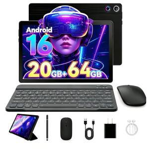 최신 2026 업그레이드된 안드 16 태블릿 10 1인치(IPS HD 터치스크린 듀얼 카메라 64GB 스 지 1TB 확장 8 in 1 키트(키보드 보호 케이스 마우스 스타일러스 BT 5 4 WiFi 6