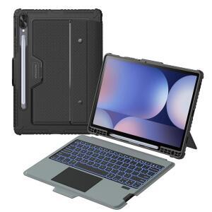 탭 S10 플러스 /S9 12 4 분리형 키보드 7색 백라이트 트랙패드 S 펜 홀더 태블릿 S9 / 5G용 카메라 커버가 있는 러기드 케이스용 Nillkin