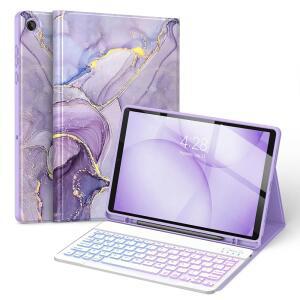 탭 A11 플러스 /A11 11인치 (SM X230 /X236 /X238)용 Soke 키보드 케이스 7색 백라이트 무선 탈착식 폴리오 커버 S 펜 홀더 바이올렛