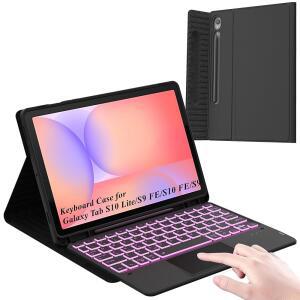 탭 S10 라이트 / S9 FE 5G 10 9인치 11인치 S펜 홀더용 7가지 색상 백라이트 키보드 케이스 슬림 스탠드 커버 탈착식 무선 블루투스 스마트 터치패드