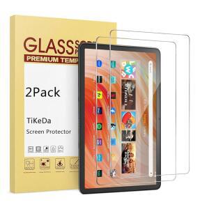 완전히 새로운 Fire HD 10 / Plus 태블릿 1 인치 (13세대/11세대 출시) 9H 경도 강화 유리 가드용 TiKeDa 2팩 스크린 프로텍터