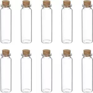 Uxcell 10Pcs 미니 유리병 코크 스토퍼 포함 20ml 작은 투명 병 유리 빈 DIY 공예 파티 결혼식 장식용