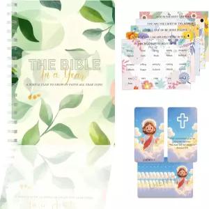 52주 성경 공부 저널 스파이럴 노트 주간 테마 반성 프롬프트 및 페이지가 포함된 1년간의 가이드 리딩