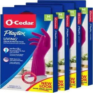 OCedar 플레이텍스 장갑 생활 재사용 가능 고무 청소 보호 크기 중간 쌍 4팩