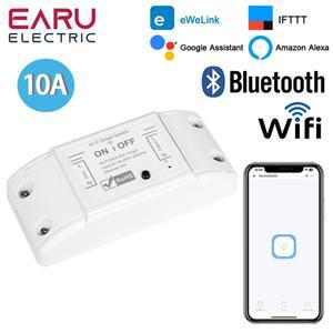 eWeLink 앱 10A DIY 미니 WiFi 스마트 호환 조명 스위치 차단기 모듈 타이머 릴레이 음성 무선 리모컨 (알