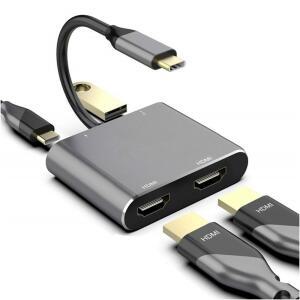 HDMI확장기 TYPEC듀얼 HDMI 듀얼 스크린 4IN1 도크 USBC 4K 폰 태블릿 스위치 ROG