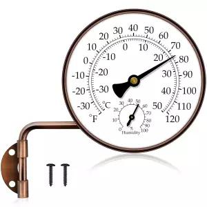 4인치 황동 실외 온도계 방수 파티오 창문 온실 차고 습도가 있는 회전 외부 장식