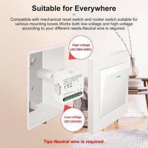 Tuya ZigBee 와이파이 스마트 스위치 모듈, 건식 접촉, DC 12 V, AC 홈 DIY 차단기, 릴레이 작동, 알렉사