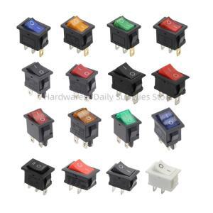 KCD1 LED ON-OFF ON-ON 2/3/4 핀 보트 자동차 로커 스위치 21x15mm 6A 250V 10A AC 블랙 레드 그린 라이트