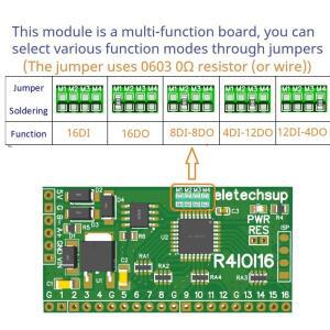 모드버스 RTU 디지털 IO 모듈 16CH 5 in 1 RS485 NPN PNP DI-DO 핀 코어 보드 스위칭 입력 출력 PLC HMI 원