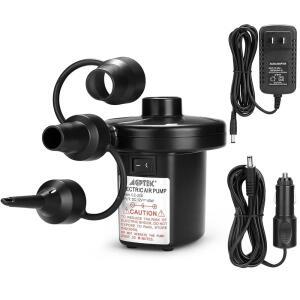 AGPTEK 전기 에어 펌프, 3개의 노즐이 있는 휴대용 4.5kPa 퀵 필, 110V AC / 12V DC 인플레이터 디플레이터 야외 캠핑용 매트리스 침대, 보트, 수영