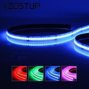 RGB COB LED Strip Light Bar 5 meters 12V 24V Flexible High Bright Dotless Colorful Tape FOB for Indo