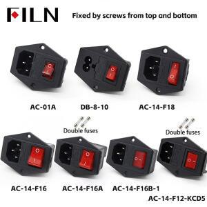 IEC320 C14 전기 AC 소켓 3핀 빨간색 LED 250V 로커 스위치 10A 퓨즈 암수 입력 플러그 커넥터 2핀 마운트