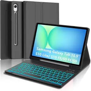 삼성 갤럭시 탭 S10 라이트 FE S9 10.9 11 인치 S 펜 홀더 포함 키보드 케이스 7 컬러 백라이트 탈착식