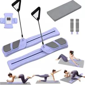 MILENTII 홈 운동용 필라테스 보드 LED 타이머가 장착된 7-in-1 휴대용 리포머 머신 Ab 코어 트레이너