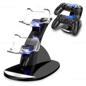 [호환품]PS4/Pro/Slim 무선 컨트롤러용 LED 듀얼 USB 충전 도크 플레이스테이션 4 게임패드 액세서리용 고