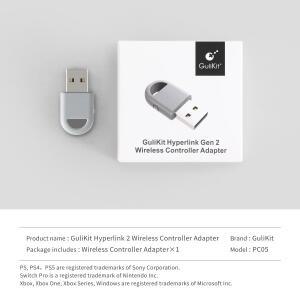 [호환품]GuliKit Hyperlink 2 무선 어댑터 PC05 PS5 PS4 컨트롤러용 동글 Xbox One 게임패드(Windows Andro