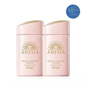 [아넷사]아넷사 퍼펙트 UV 선스크린 마일드 밀크 NA 60ml 2개 + [증정] 스킨케어 젤 15g 2개