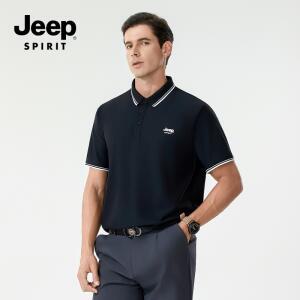 JEEP SPIRIT 남성용 여름 반팔 아이스 쿨링 오픈 카라 티셔츠