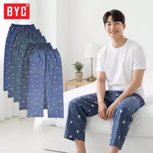 BYC 남자 40수 파자마 잠옷 바지 9부 순면 100% 편한 홈웨어 실내복 하의