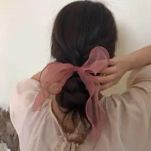 왕 리본 쉬폰 고무줄 머리끈 스카프 쉬폰 곱창 슈슈 시스루 밴드 여성 롱리본 왕리본