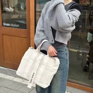 여성 캔버스 빅 토트백 심플 편안한 대학생 데일리백 캔버스토트백 빅사이즈가방