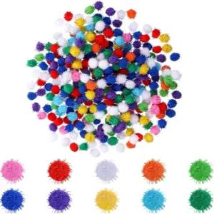 JJUNW 300 PCS 모듬 반짝이 폼 볼 0.59 인치 멀티 컬러 글리터 플러피 공예 고양이 퍼지 장난감 부드러운