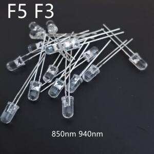 3mm 5mm IR LED 방출 다이오드 850nm 940nm 이미 터 수신기 적외선 송신기 포토 트랜지스터 보이지 않는 DI
